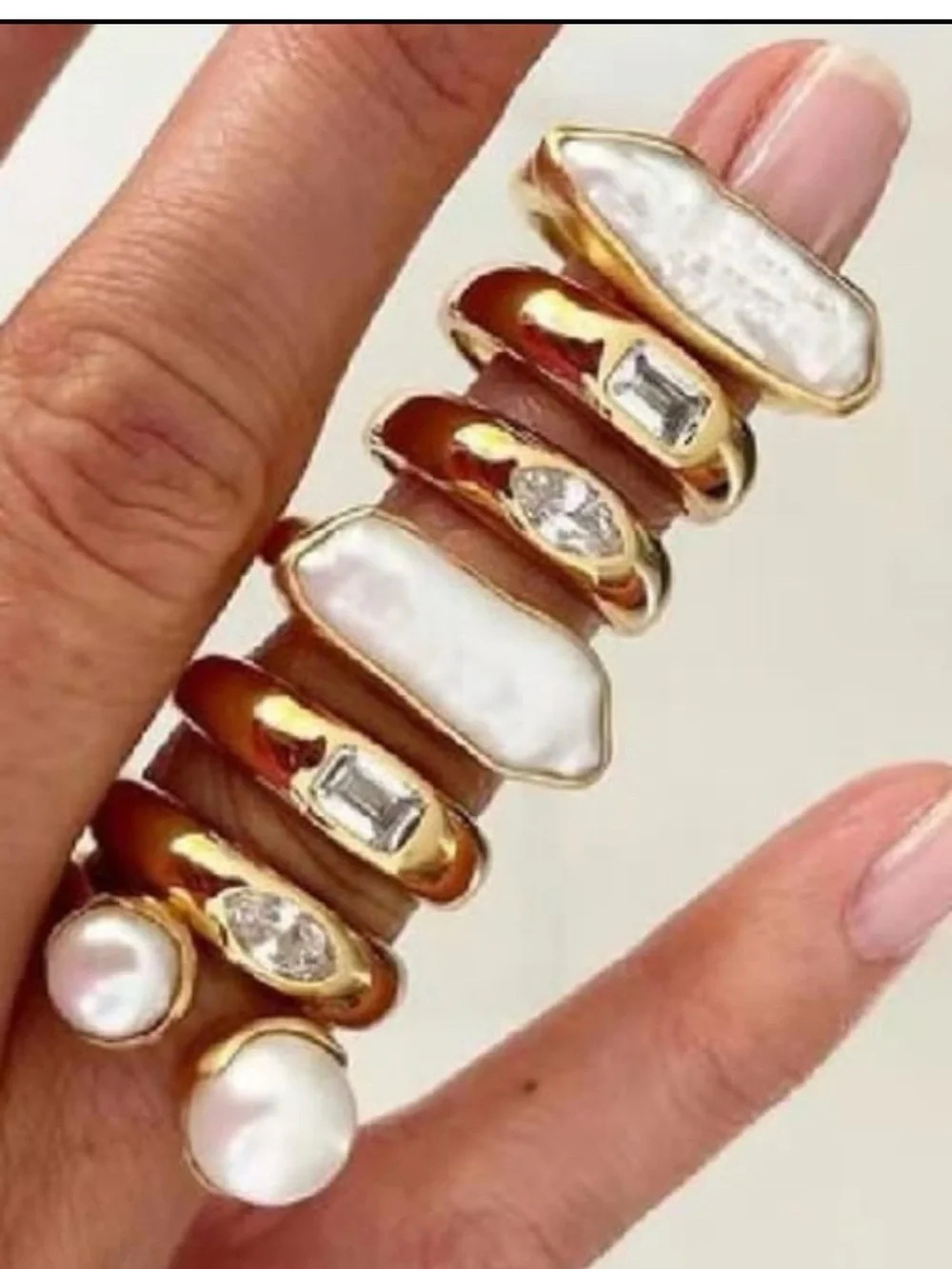 Gold-Plated Band Ring with Clear Marquise Crystal - Women's Jewelry